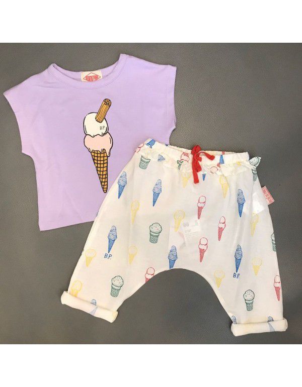 Classic series ice cream cone light purple sleeveless short T-shirt