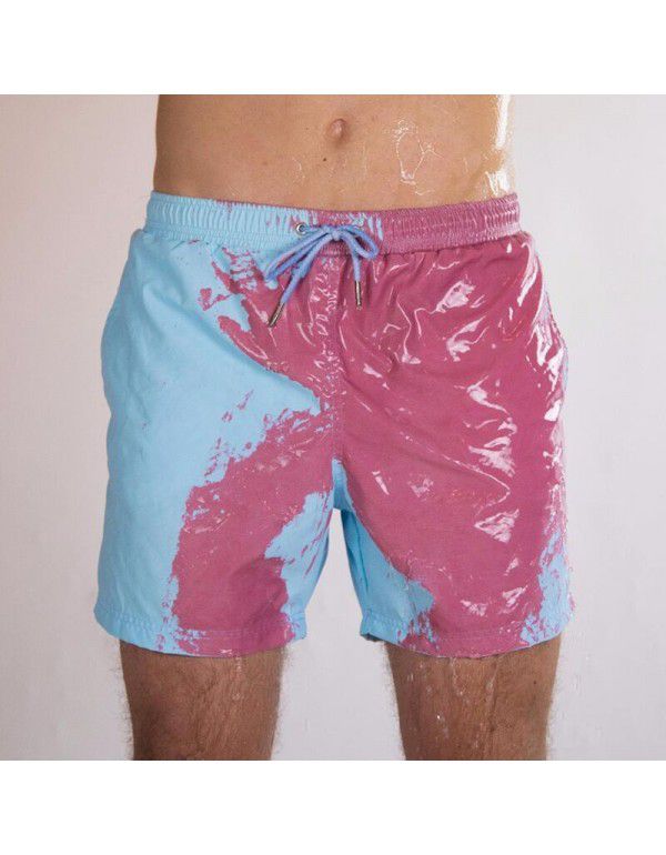 New Water Colored Swimming Pants Beach Pants Men's Personalized European and American Large Warm Colored Shorts