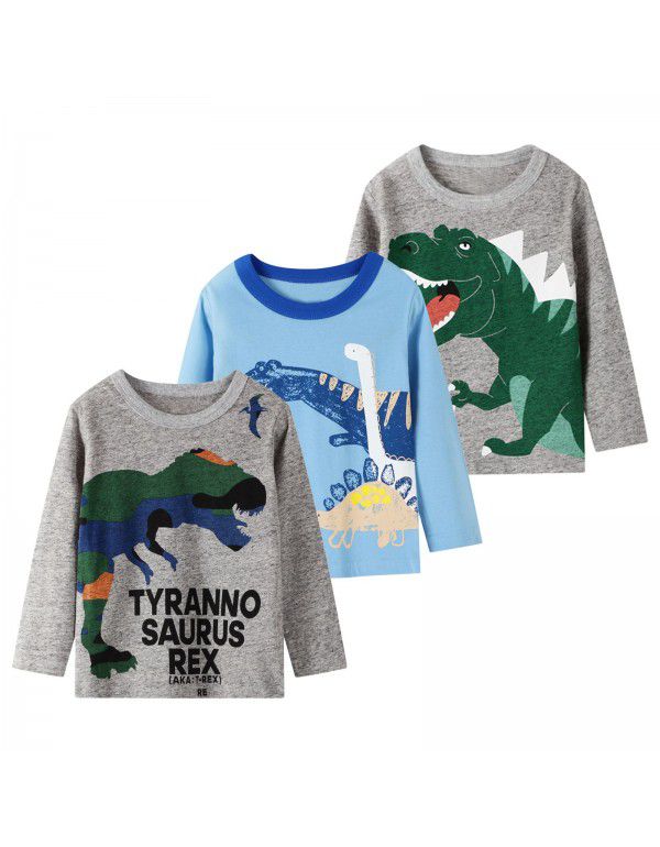 Autumn new European and American style brand children's t-shirt knitted children's bottom shirt cartoon long-sleeved children's t-shirt 