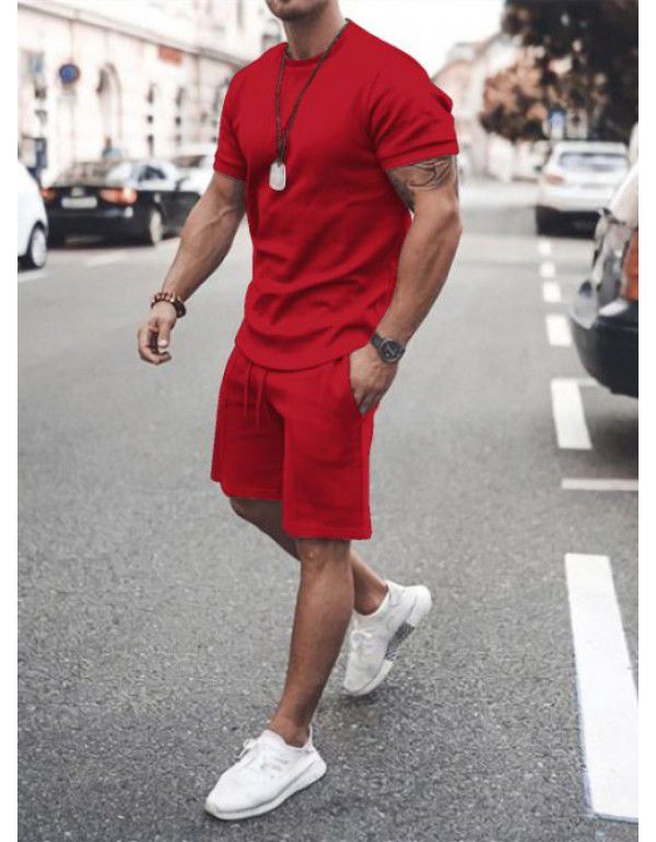 Short sleeved shorts two-piece sports casual men's suit in stock
