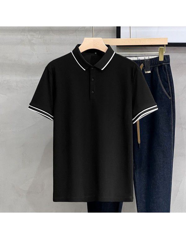 Striped Polo Custom Polo Beaded Cotton Short Sleeve Summer Men's Casual Versatile Slim Fit Paul Top