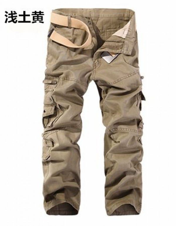 Menswear Mens Casual Solid Color Amazon Multi Pocket Washable Workwear Pants Outdoor Men's Pants