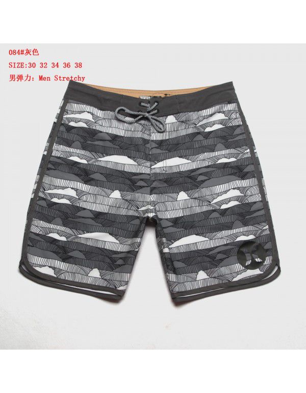 New Men's Elastic Surfing Beach Pants Sports Running Quick Dry Fitness Casual Style Five-point Shorts 