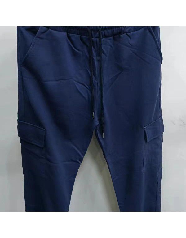 Men's and women's sports pants casual pure cotton terry cloth pants