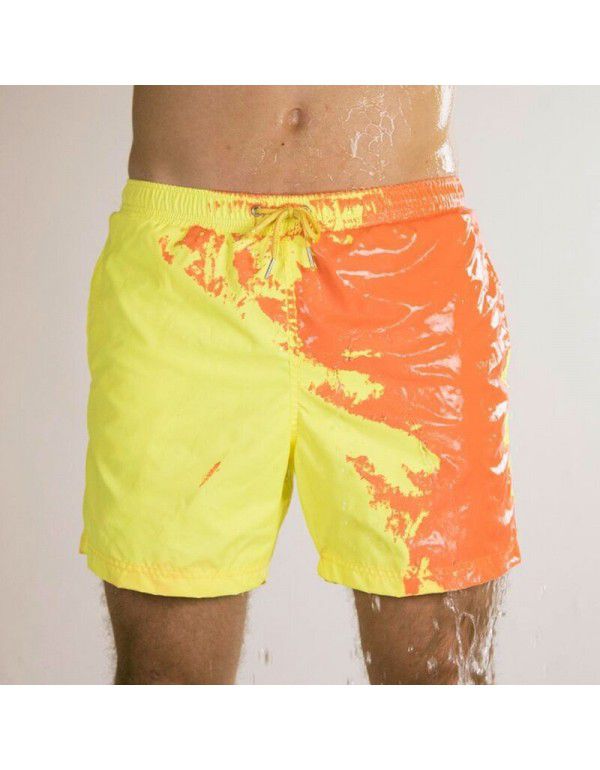 New Water Colored Swimming Pants Beach Pants Men's Personalized European and American Large Warm Colored Shorts