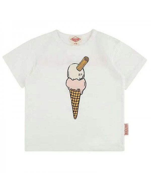 Classic series ice cream cone cream short sleeved T-shirt