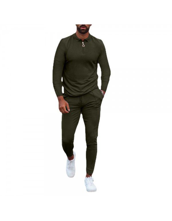 Men's fall new long-sleeved slimming trend casual fashion sports suit 