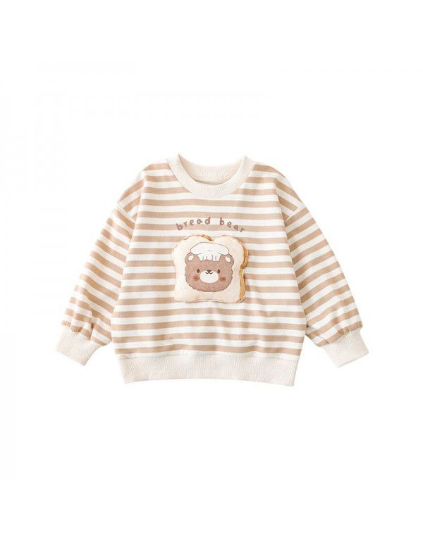 Children's Bread Bear Strap Pants Baby Cartoon Sweater Set Spring Girls' Casual Pants