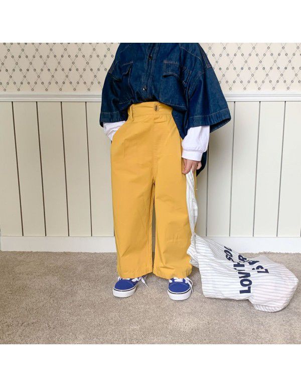 Children's Pants Spring Boys' and Girls' Korean Edition Solid Color Straight Leg Pants Children's Multicolor Loose Wide Leg Pants Pants