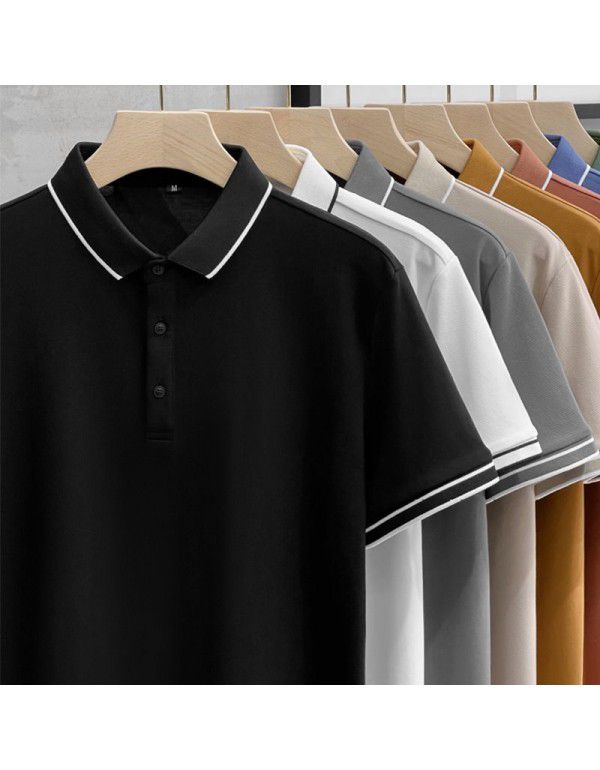 Striped Polo Custom Polo Beaded Cotton Short Sleeve Summer Men's Casual Versatile Slim Fit Paul Top