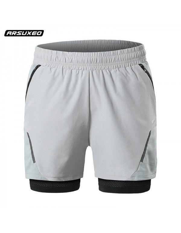 Aisuo Cross-border New Summer Outdoor Sports Running Fitness Shorts Men's Breathable Inner Lining Anti Walking Light Quick Drying B210