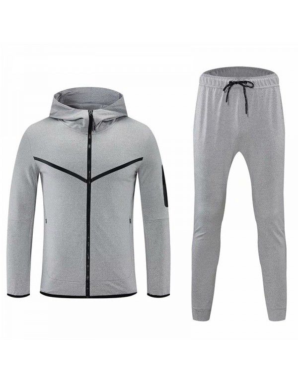 Autumn and Winter Men's Sports Imitation Cotton Sweater Set Basketball Football Fitness Leisure Team Jersey Playcoat Training Zipper Coat 