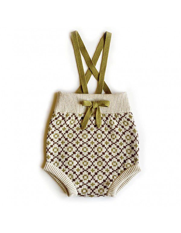 Spring, Summer and Autumn Kids' Knitted Strap Pant...