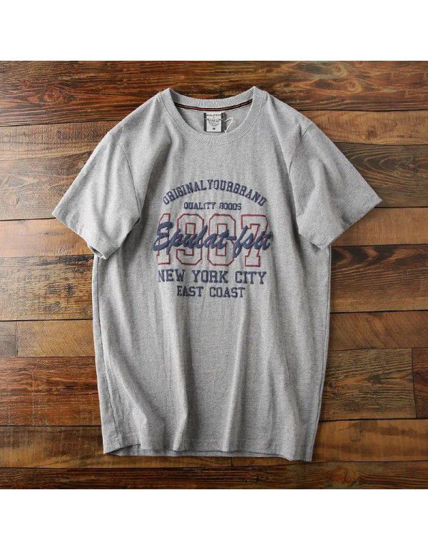 American Vintage Wash Cotton Vintage Bubble Print Summer Fashion Versatile T-shirt Short Sleeve Men