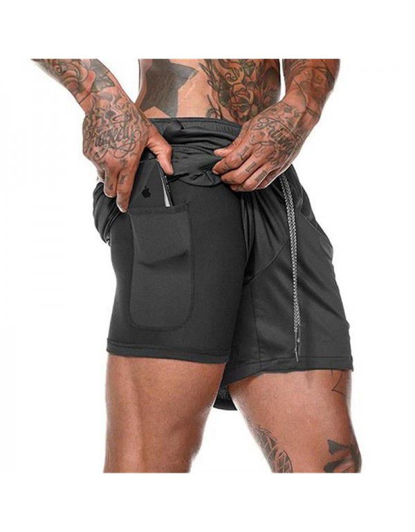 European and American Men's Shorts Beach Pants Large Double Layer Running Mesh Home Sports Capris