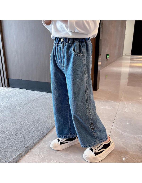 Girls' Jeans Spring and Autumn New Korean Women's Autumn Children's Autumn Fashion Autumn Fashion Wide Leg Pants