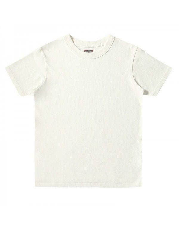 Heavy-weight t-shirt men's short-sleeved cotton white round-neck American vintage bottom shirt 