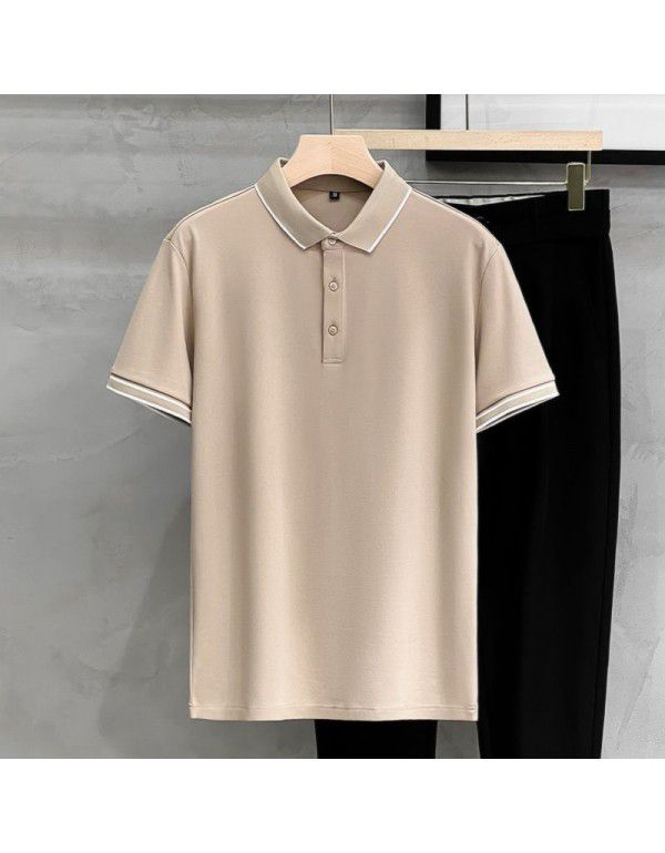 Striped Polo Custom Polo Beaded Cotton Short Sleeve Summer Men's Casual Versatile Slim Fit Paul Top