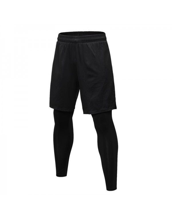 Men's tights fake two-piece fitness exercise running training