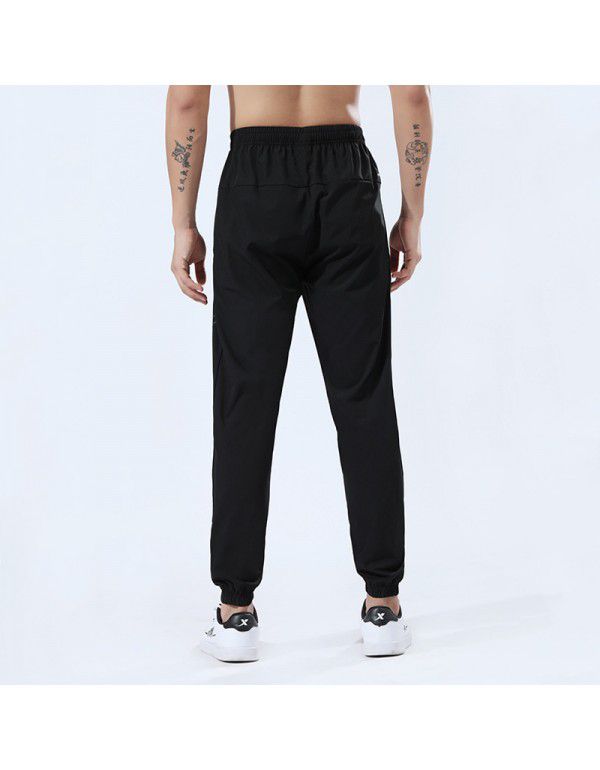 Outdoor ice silk sports pants Men's woven stretch breathable thin size quick drying pants Slim fit summer casual pants 