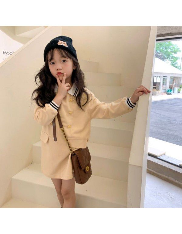 Autumn New Long Sleeve T-shirt for Girls Korean Foreign Style Polo Dress for Children Fashion Long T Dress