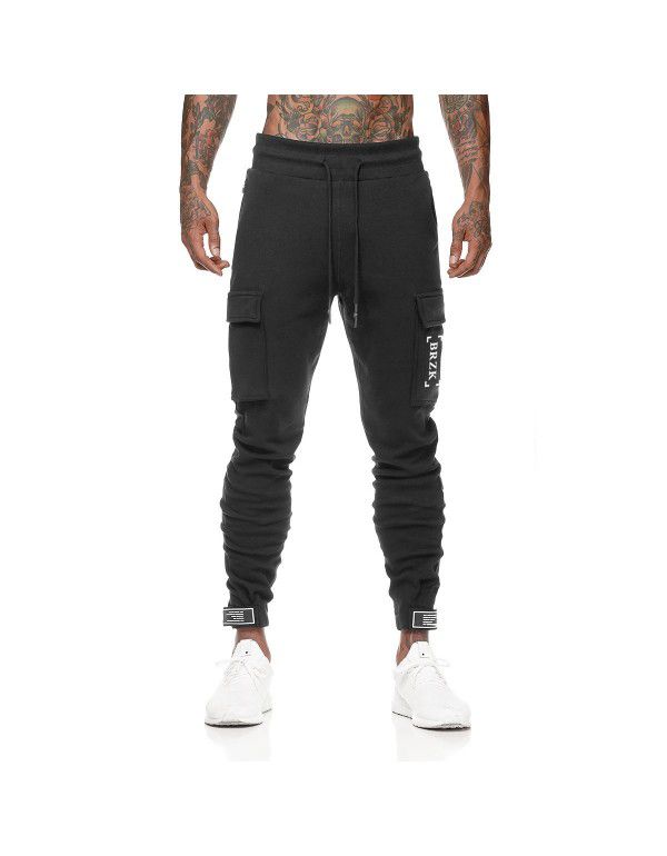 European and American Muscle Fitness Brothers Pure Cotton Sports Pants Men's Slim Fit Fitness Pants Running Training Pants