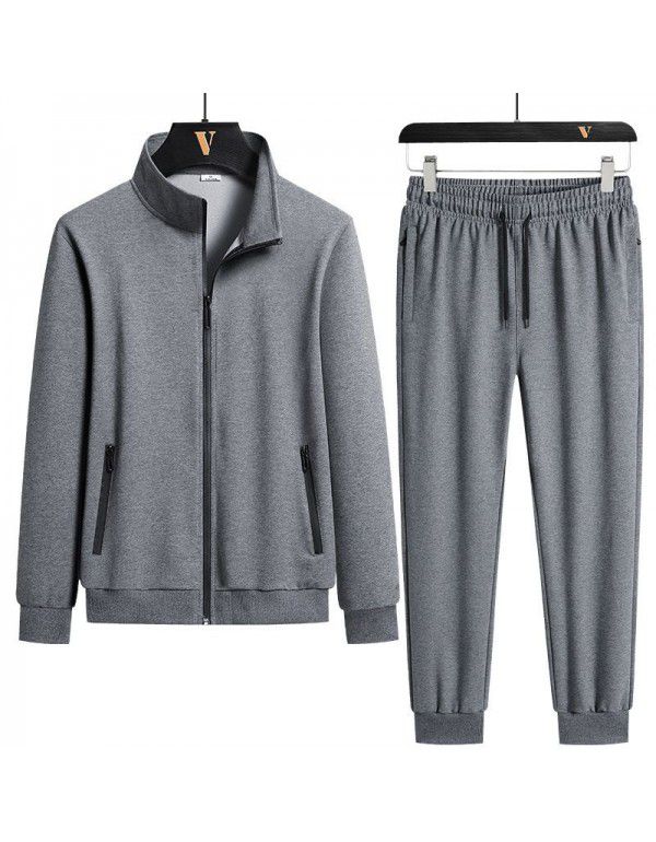 Men's casual sports suit cotton cardigan sweater pants two-piece fashionable and comfortable men's clothing
