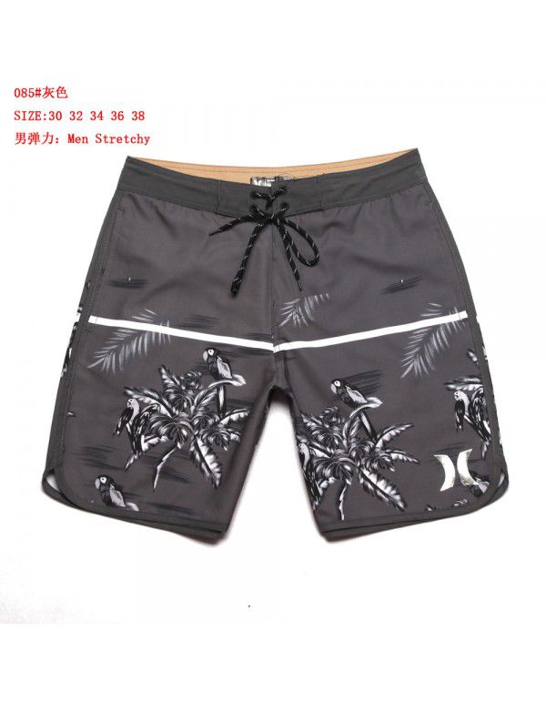 New Men's Elastic Surfing Beach Pants Sports Running Quick Dry Fitness Casual Style Five-point Shorts 