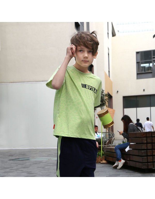 Children's Wear Boys' Short Sleeve T-shirt Children's Sports Comfort Breathable Spring/Summer New Round Neck Casual Top