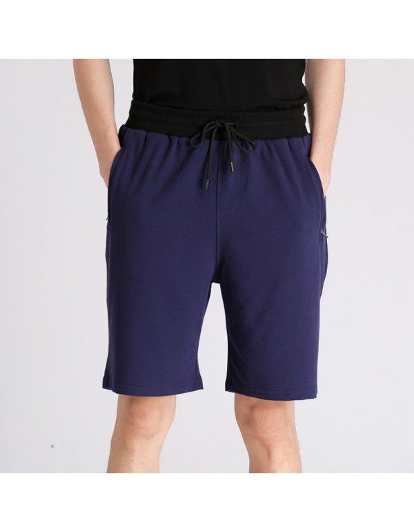 Sports casual pants Summer Korean comfortable men's solid color straight tube loose quarter pants