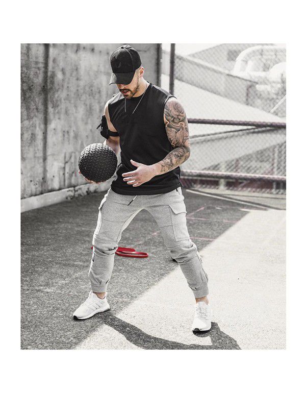 Muscle pants Fitness pants Men's autumn overalls Outdoor casual pants