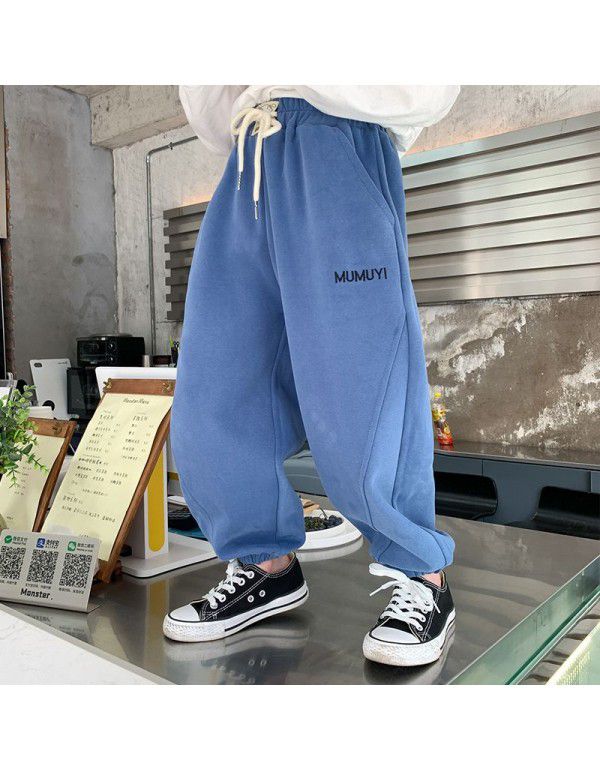 Boys' Baby Pants Spring Loose Fashionable New Children's Small and Middle School Children's Bundle Foot Guard Pants Sweatpants Pure Cotton