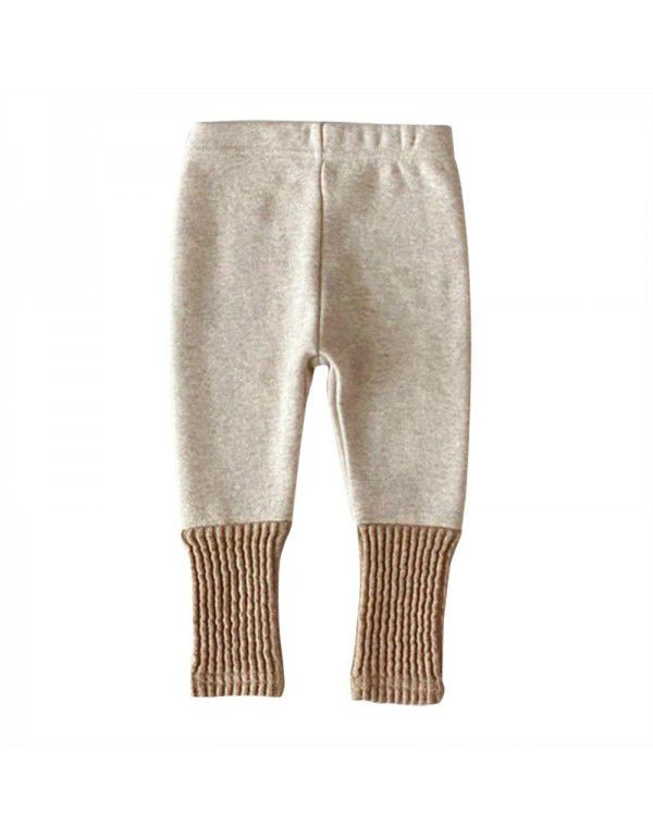 Baby Thickened Warm Fleece Pants Korean Children's Clothing Baby Kids Spring Style Plush Panel Leggings Baby Winter Pants