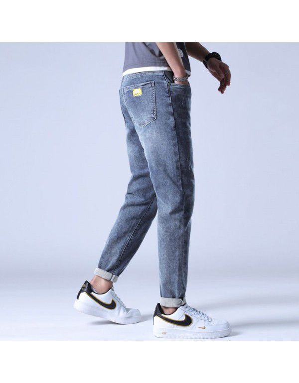 New Spring and Autumn Men's Jeans Fashion Fashion Brand Casual Stretch Small Straight Fit Fashion Jeans Men