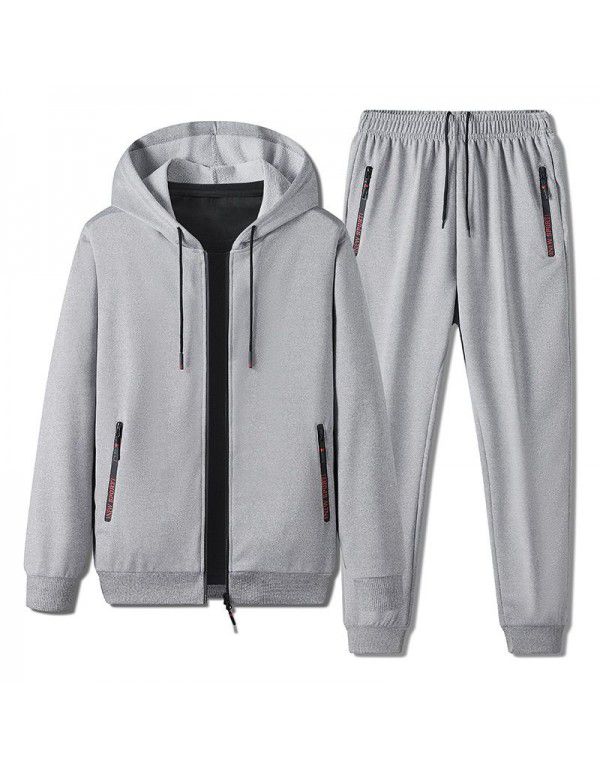 Spring and Autumn New Set Men's Sports Leisure Fashion Sweater Pants Cardigan Zipper Two Piece Set 
