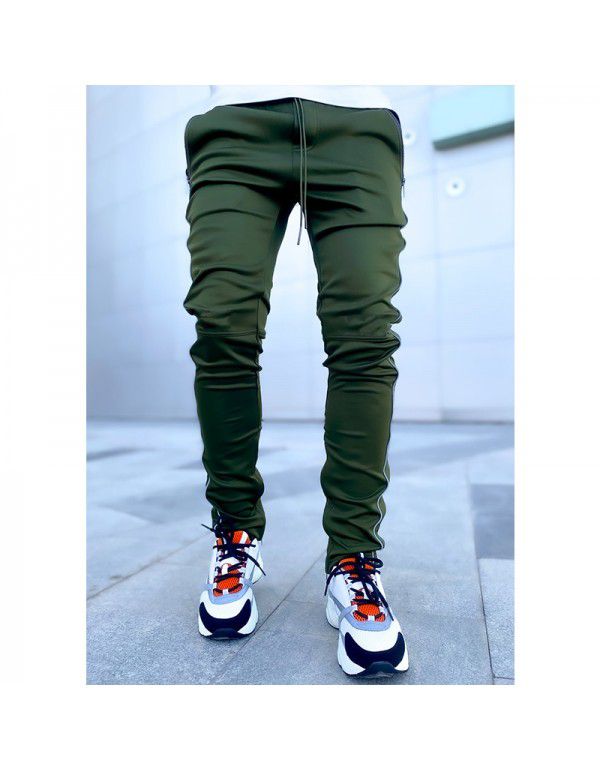 Spring and Autumn Work Wear Pants Men's Fashion Brand Elastic Multi Pocket Reflective Straight Sleeve Sports Fitness Casual Pants