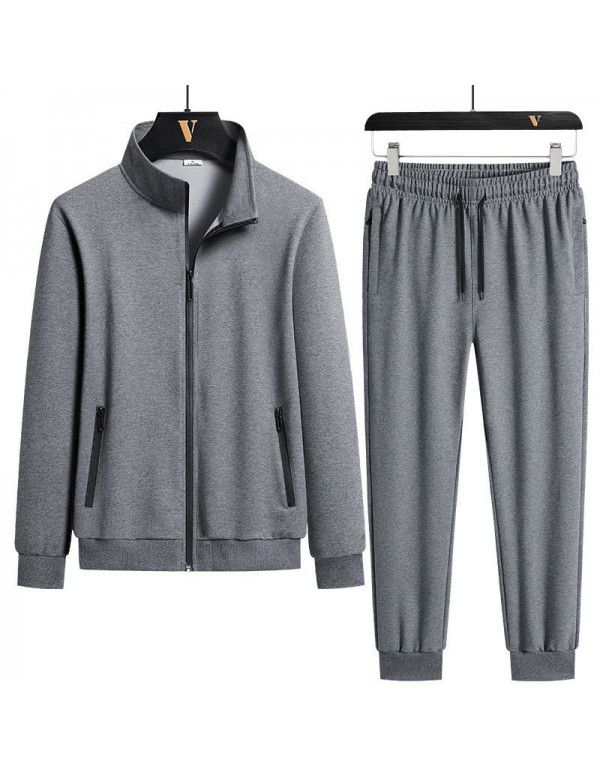 New Men's Casual Sports Set Cotton Cardigan Sweater Pants Two Piece Fashion Fashion Comfortable Men's Wear