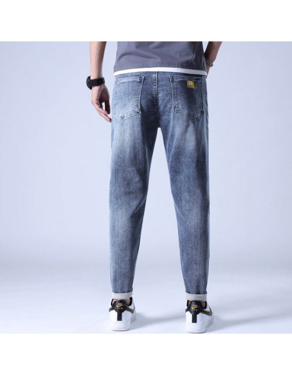 New Spring and Autumn Men's Jeans Fashion Fashion Brand Casual Stretch Small Straight Fit Fashion Jeans Men