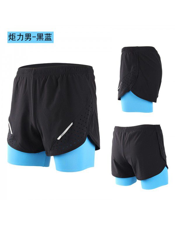 Summer Double-layer Men's Running Shorts Quick-drying Anti-running Sports Shorts Fitness Marathon Shorts 