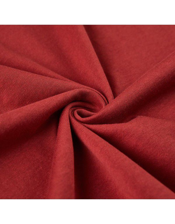 Amei khaki retro China-Chic nostalgic red short sleeve round neck T-shirt solid cotton half sleeve fashionable men