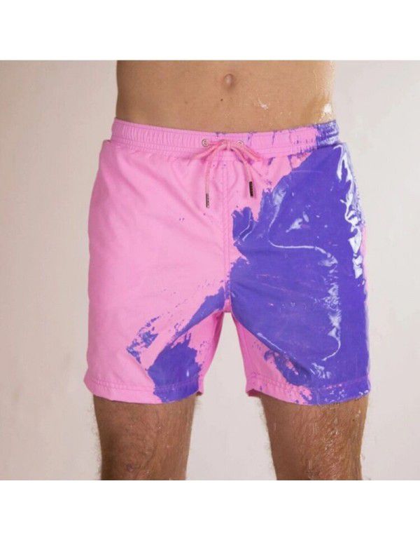 New Water Colored Swimming Pants Beach Pants Men's Personalized European and American Large Warm Colored Shorts