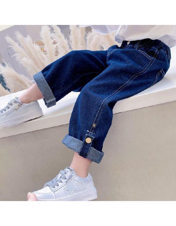 Girls' Jeans Spring and Autumn New Korean Women's Autumn Children's Autumn Fashion Autumn Fashion Wide Leg Pants