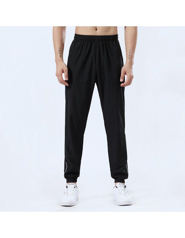 Outdoor ice silk sports pants Men's woven stretch breathable thin size quick drying pants Slim fit summer casual pants 