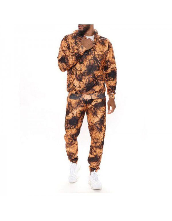 New Men's Casual Sports Set Digital Printing Sweater Hooded Pants Two Piece Set for Men