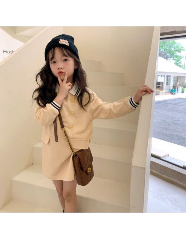 Autumn New Long Sleeve T-shirt for Girls Korean Foreign Style Polo Dress for Children Fashion Long T Dress