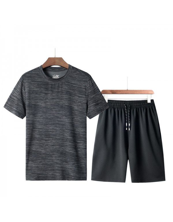 Summer Men's Loose T-shirt Running Casual Short Sl...