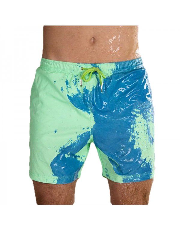 New Water Colored Swimming Pants Beach Pants Men's Personalized European and American Large Warm Colored Shorts