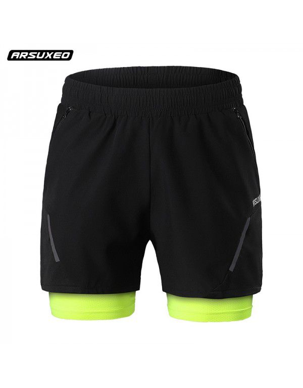 Aisuo Cross-border New Summer Outdoor Sports Running Fitness Shorts Men's Breathable Inner Lining Anti Walking Light Quick Drying B210