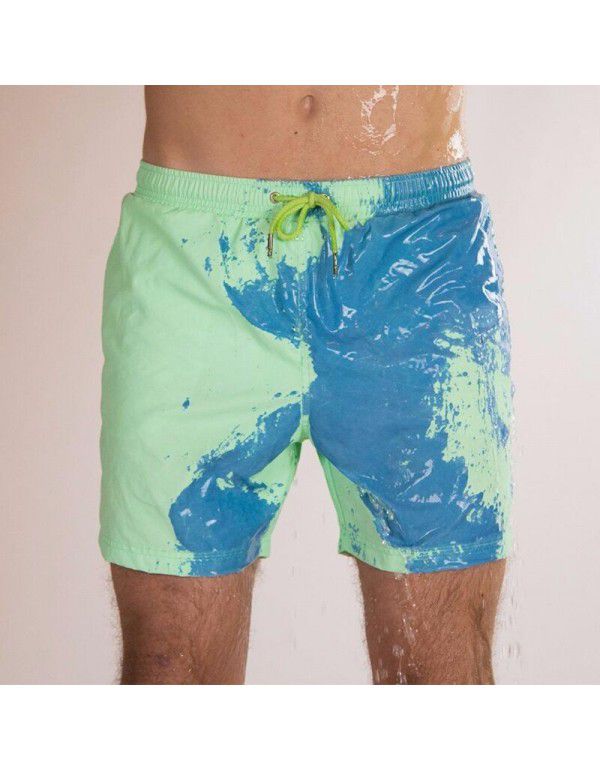 New Water Colored Swimming Pants Beach Pants Men's Personalized European and American Large Warm Colored Shorts