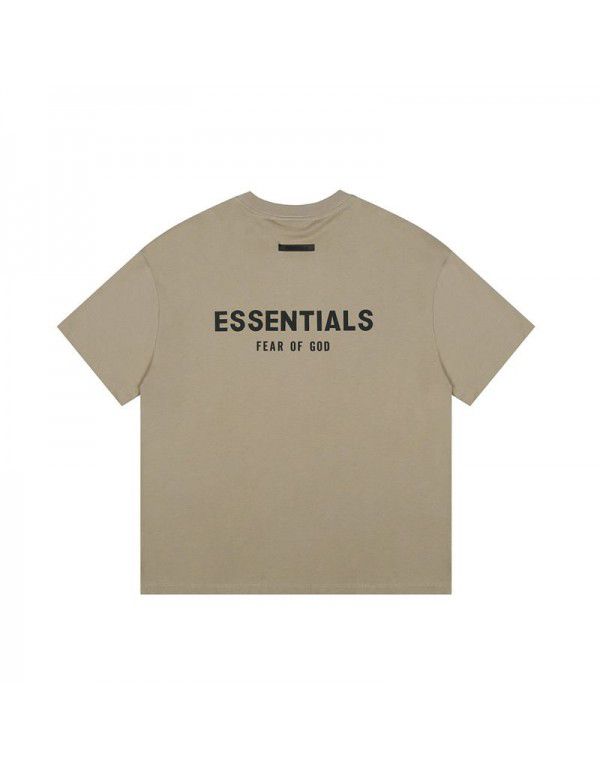 Summer Youth Fashion Brand Double Thread Short Sleeve ESSENTIALS Stereo Letter Couple Loose T-shirt